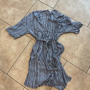 American Eagle Outfitters Navy and White Striped Kimono